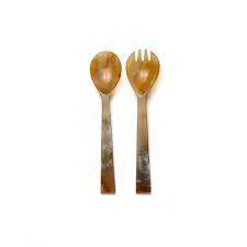 Cuillères et fourchettes en corne de buffle naturelle Offre Spéciale faites à la main en os poli serveur de salade ustensiles de cuisine vaisselle couverts - Product Image 3