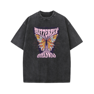 2024 gran oferta de camisetas de calle de peso pesado 100% algodón Hip Hop de gran tamaño Vintage ácido lavado camiseta para hombres - Product Image 1