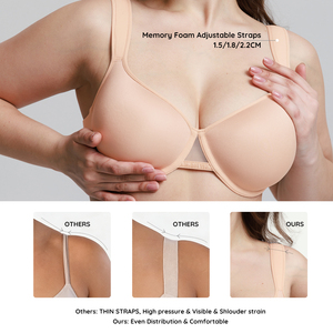 <span class=keywords><strong>Reggiseno</strong></span> <span class=keywords><strong>push</strong></span>-<span class=keywords><strong>up</strong></span> con copertura completa WD Wholesale, con ferretto, coppe in memory foam, supporto laterale, spalline larghe, senza cuciture, traspirante, chiusura posteriore - Product Image 3