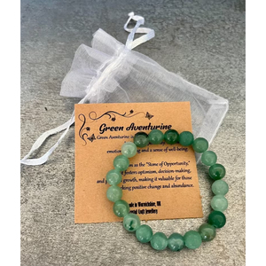 Handmade Beaded <b>Bracelet</b> with 8mm Green <b>Aventurine</b> Gemstones Includes Gift Bag and Healing Card for Positive Energy - Product Image 1