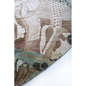 Alfombra de Lana y Seda Anudada a Mano Inde SLR-7069, Verde con Estampado Animal, Rectangular, para Sala de Estar o Pasillo, Modelo Rectangular - Product Image 4