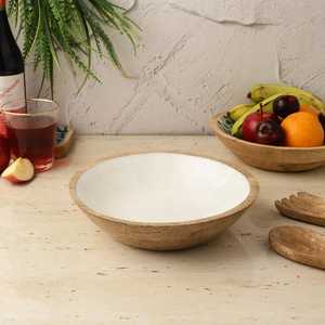 Tazón Redondo de Madera Ecológico Hecho a Mano con Diseño Artístico Esmaltado, Apto para Lavavajillas, Accesorio de Cocina para Comedor Rústico - Product Image 3