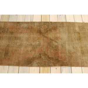 Tapis, 2,4 x 13,3 pieds, tapis vintage, tapis floral brun en laine - Product Image 2