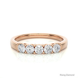 0.52 CTW Round Cut Lab Grown Diamond Half Eternity Set CVD Wedding <b>Band</b> Rose Gold Anniversary Gift <b>Rings</b> - Product Image 1