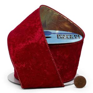 Crushed Velvet and Lam Double Sided <b>Ribbon</b> Floral Polyester and Silk Organza for Birthday Christmas Gift Wrapping Decoration - Product Image 3