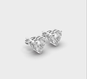 IGI Certified Heart Cut Lab Grown Diamond Stud <b>Earrings</b> Solid 925 Sterling Silver Solitaire Heart Diamond <b>Earrings</b> - Product Image 2