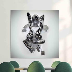 Elegante Arte de Pared para Parejas en Plata: Impresión en Lienzo con Efecto de Vidrio Templado, Lienzo Enrollado - Product Image 1
