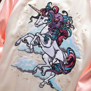 Chaqueta Sukajan Informal con Diseño de Unicornio Arcoíris, Estilo Hip Hop, Primavera, Lona Fina, Invierno, Recubierta, Servicio OEM Personalizado Disponible - Product Image 5