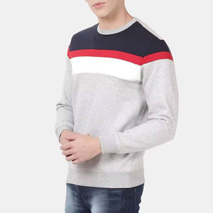 Sweat-shirt à col rond pour homme, coupe classique, tricoté, décontracté, color block, automne, gris, marine, rouge, blanc - Product Image 3