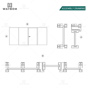 Waybom mince bureau aluminium cadre partiel mur bureau Division panneaux extérieur ignifuge verre <span class=keywords><strong>cloison</strong></span> diviseur profil - Product Image 5