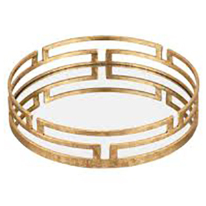 Bandeja de metal decorativa circular para bodas Bandeja circular de vidrio para servir y bandeja decorativa para hoteles y restaurantes - Product Image 4