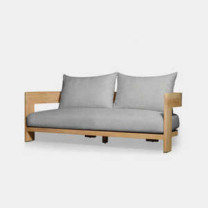 Juego de sofá moderno de teca para exteriores con cojines profundos y diseño elegante, perfecto para relajarse junto a la piscina y patio - Product Image 2