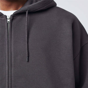 Por encargo Premium 100% algodón Fleece Drop Shoulder Zipper Hoodies con cuerda ajustable Hecho Logo Warm Hoodies Color Block - Product Image 5
