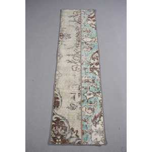 Vintage Turkish Rug 1.4x5.3 ft (43x161 cm), <b>Brown</b> <b>Wool</b> Rug - Product Image 1