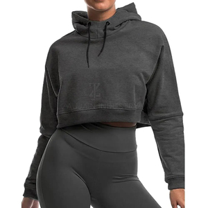 New Design Hooded <b>Long</b> <b>Sleeve</b> <b>Crop</b> Top Hoodies Cotton Blend Quick Dry Breathable Eco-Friendly Winter Casual Wear Made Pakistan - Product Image 2