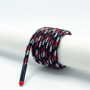 Cordón Metálico Moderno de Alta Calidad, Ecológico, Plano, Trenzado, Recubierto de Algodón, con Logotipo Personalizado, Extremos de Silicona - Product Image 1