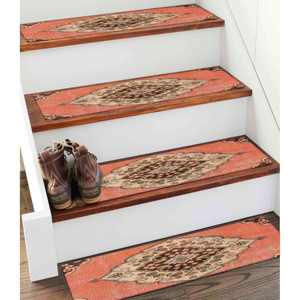 Printed Rug: Modern Oushak Design, Vibrant Orange and Green,Goblen - Product Image 5