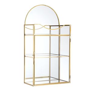 Boîte à bijoux en métal et en verre, finition polie brillante de luxe, design élégant, organisateur spacieux avec serrure, cadeau parfait pour elle - Product Image 1