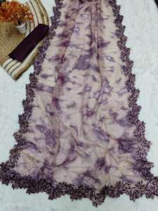 Nouvelle soie d'organza de qualité supérieure avec travail de pallu de ver de croix de broderie et partout saree butta de diamant Swarovski - Product Image 2