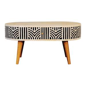 Table basse classique avec tiroir en os incrusté, finition antique, meubles faits à la main pour des intérieurs élégants - Product Image 2