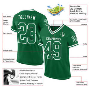 Vente en gros Qualité supérieure Respirant Séchage rapide Kelly Vert & Blanc Maillot de football Throwback Maillot de football américain authentique - Product Image 2