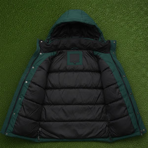 Doudoune à capuche légère 100% polyester personnalisée grande taille Vêtements décontractés Veste à bulles coupe-vent rembourrée en coton pour hommes - Product Image 6