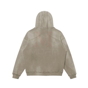 2024 nueva llegada Unisex de alta calidad 100% algodón invierno lavado ácido pulóver Sudadera con capucha diseño personalizado bolsillo sólido liso bordado - Product Image 4
