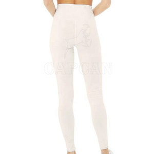Custom Size White Quick Dry Women <b>Leggings</b> New Style Mid Waist Breathable Knitted Fabric Made in Pakistan - Product Image 2