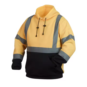 เสื้อมีฮู้ดเพื่อความปลอดภัยสะท้อนแสงสำหรับผู้ชายเสื้อฮู้ดแบบสั่งทำสำหรับขายสีเหลืองเรืองแสงสีดำที่กำหนดเอง - Product Image 5