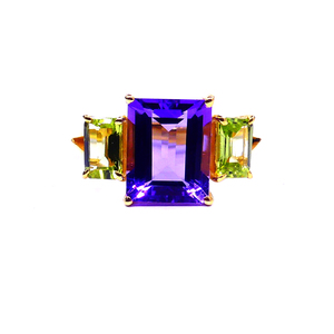 Tradicional Plata de Ley 925 chapada en oro amatista peridoto piedras preciosas barato boda desgaste anillo ajustable - Product Image 5