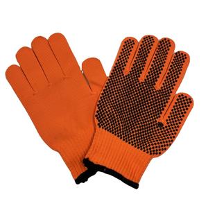 ถุงมือผ้าฝ้ายแบบถักข้อมือเต็มผืน กันลื่น สีส้ม สำหรับงานทั่วไป - Product Image 2