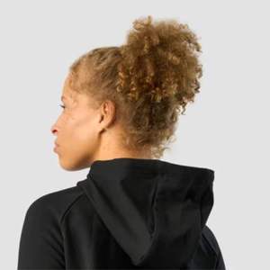 2025 New Design Stylish ODM Cotton Blend <b>Black</b> Crop Hoodie Lightweight Womens Hoodie for Running Training and Branding - Product Image 4