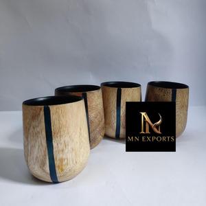 Tasses et soucoupes de mariage en bois noir au design classique, durables, 150 ml et 100 ml, par MN EXPORTS - Product Image 5