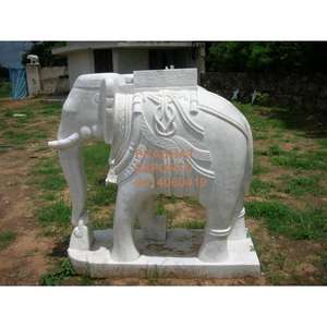 Estatua de Elefante de Mármol Blanco Hecha a Mano, Caja de Madera Tradicional Pulida a Mano, Decoración para Interiores, Exteriores, Jardín, Templo, Herencia India - Product Image 1
