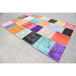 Alfombra turca Vintage moderna de 5,5x7,6 pies, Beige diseño abstracto de lana, diseño de pasillo rectangular de Tabriz, alfombra de habitación de látex de área grande - Product Image 2