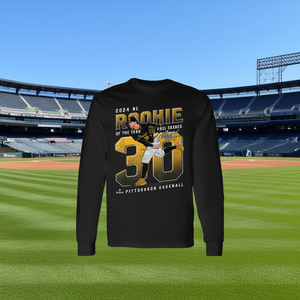 T-shirt à manches longues de baseball de Pittsburgh 2024, produit promotionnel du Rookie de l'année de la Ligue Nationale, Paul Skenes - Product Image 3