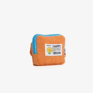 Durable Light Weight <b>Foldable</b> Portable Vintage Fashion Trend Corduroy Pouch Zipper Closure <b>Small</b> Capacity Makeup Storage Bag - Product Image 3