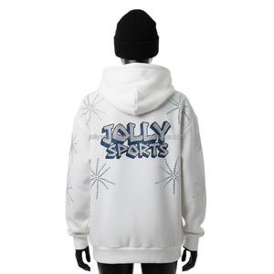 Sweat à capuche en polaire de qualité supérieure pour femmes 320 GSM Coton doux Mélange de polyester Couleur blanche Logo strass Conception personnalisée Sweats à capuche de base pour femmes - Product Image 2