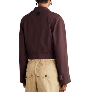 Femmes marron foncé recadrée veste décontractée manches longues ceinturé Design élégant confortable vêtements d'extérieur à carreaux personnalisé mode coton - Product Image 3