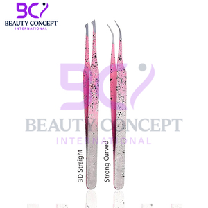 Stainless Steel High Quality Durable Lightweight Fine Point Salon Grade Hand Made Elegant Anti Slip Eyelashes Tweezers - Product Image 2