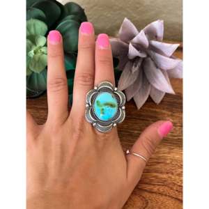 Anillo de Plata de Ley con Turquesa de la Montaña Sonora, Talla 9, con Engaste de Bisel, Joyería Boho - Product Image 2