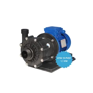 Pompe centrifuge magnétique de haute qualité HTM 15 PVDF avec moteur 1,1kw IEC 80 B 2P en plastique pour les acides et les pompes à eau alcalines