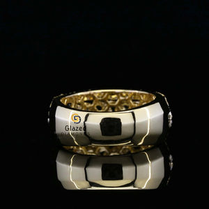 Nueva Moissanite redondo brillante totalmente helado cadena de eslabones cubanos Hip Hop anillo VVs D diamantes incoloros 10K oro amarillo para hombres - Product Image 3