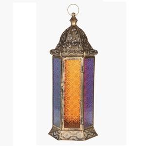 Farol Vintage de Latón de Alta Calidad con Relieve, Vidrio Amarillo y Acabado Pulido para Decoración de Mesa, Farol Árabe para Decoración - Product Image 6