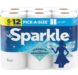 Toallas de Papel New Sparkles Pick-A-Size, 6 Rollos Dobles (660 Hojas) - Toallas Resistentes de 2 Capas para Limpieza de Cocina y Manchas Diarias - Product Image 1