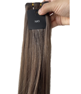 Nouveauté : Extensions de cheveux humains européennes à double trame, volume, teintes vertes, mèches blondes Tenology - Product Image 1