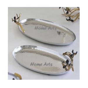 Lot de 3 plateaux de service pour aliments de différentes tailles avec poignées design Plateau de service à thé en acier inoxydable pour le restaurant - Product Image 6