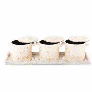 Pot de rangement multifonction en nacre bohème fait à la main avec incrustations de coquillages pour la maison, la table, la cuisine, la salle de bain, origine Vietnam - Product Image 2