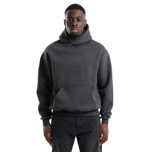 Sweat à capuche oversize pour homme, style hip-hop streetwear, avec logo brodé, en molleton français, poche, 100% coton, teint uni - Product Image 1