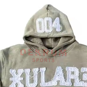Meilleur fabricant de sweats à capuche en coton/polyester de haute qualité, personnalisés, unis, d'hiver, avec broderie effet vieilli pour hommes, prix de gros - Product Image 2